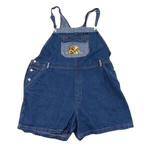 VTG Winnie the Pooh Disney Shortall Bib Overall Woman Plus Sz 26 Blue Denim